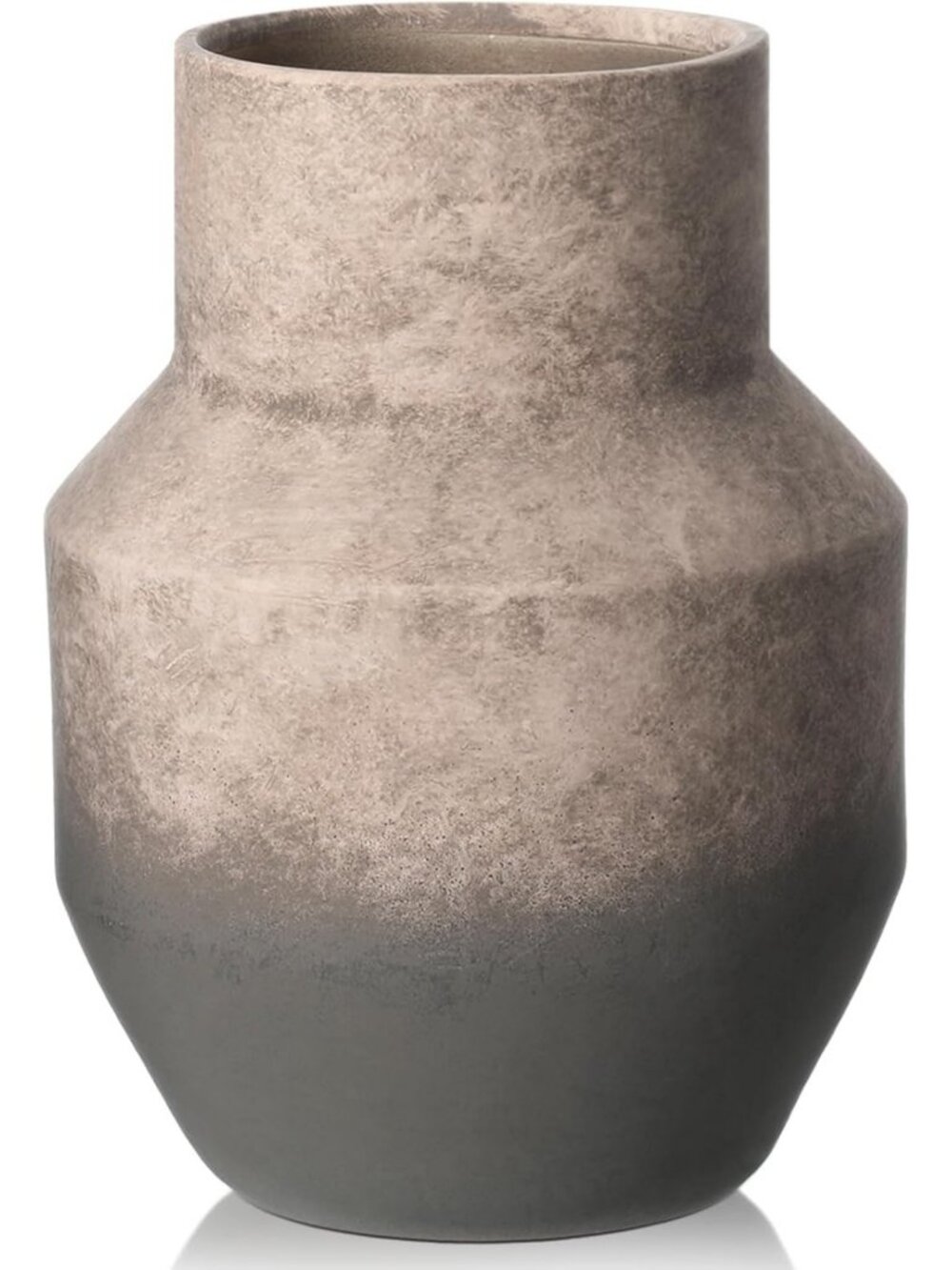 13-Inch Rustic Ceramic Round Vase - Large Terracotta Flower Pot for Home Decor